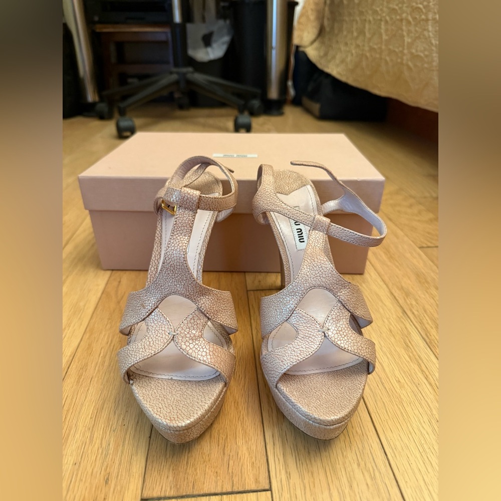 Miu Miu Women's Beige Heeled Sandals